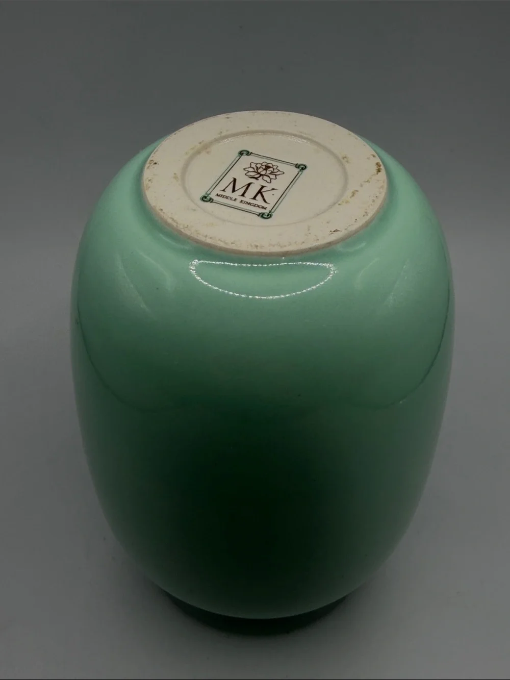 Middle Kingdom Inc. MK Celadon Porcelain Plum Vase Vessel Minimalist Home Decor